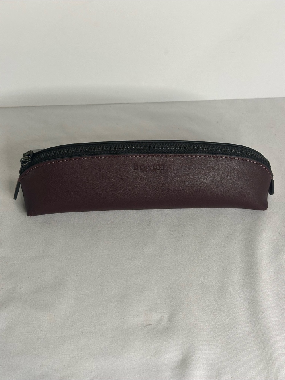 COACH Merlot Smooth Leather Zip Pencil Case